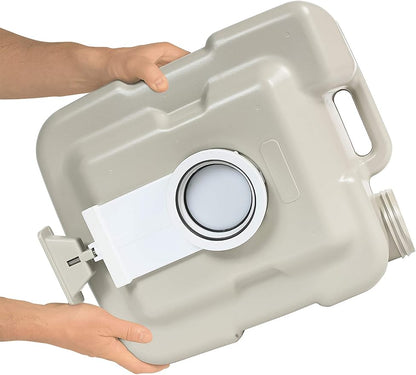 Camco 5.3-Gallon Portable Toilet - Features Detachable Holding Tank w/Sealing Slide Valve & Bellow-Type Flush - Easy Transport w/Compact Lightweight Design & Carry Handle - Gray (41541)