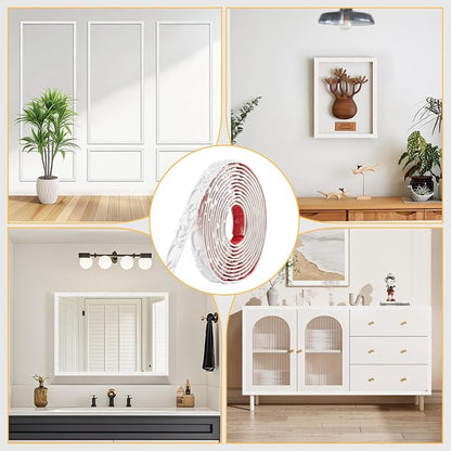 3 Pack 16.4FT White Peel and Stick Crown Molding Trim Kit – Decorative Mirror Border, Flexible Adhesive Trim for Doors, Cabinets & Mirrors