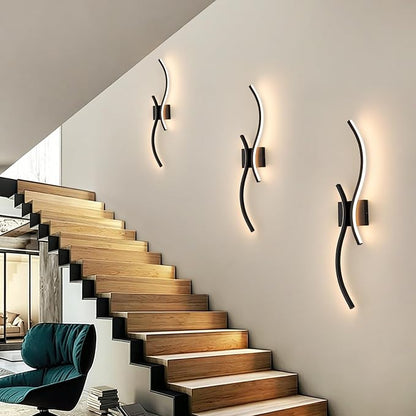 CANEOE Modern LED Wall Sconce Set of Two, 3000K Warm White Led Wall Light Fixture, 31.5inch Black Modern Sconces Wall Lighting for Bedroom, Living Room, Hallway, Staircase, Bathroom
