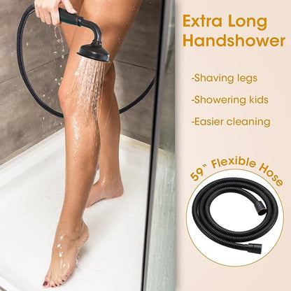 Antique Rain Shower Head with Handheld Spray, Oil Rubbed Bronze Rain Shower System with Rough-in Balance Pressure Valve, 9 inch Bathroom Luxury Rain Fall Shower Head Wall Mount Round, (B2312-ORB)