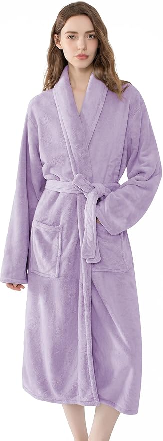 Soft Robe For Women，Warm Plush Bath Robes Female，Spa Towel After Shower Lightweight Long Bathrobe