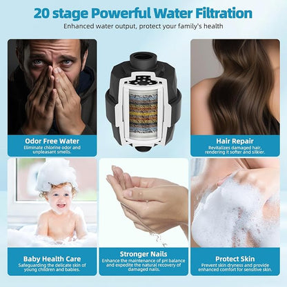 Hibbent 10'' Filtered Shower Head with 4-mode Handheld Spray, Matte Black | High Pressure Showerhead Combo, 12'' Adjustable Extension Arm, Shower Filter, Extension Bar, Easy Reach Holder, 71'' Hose