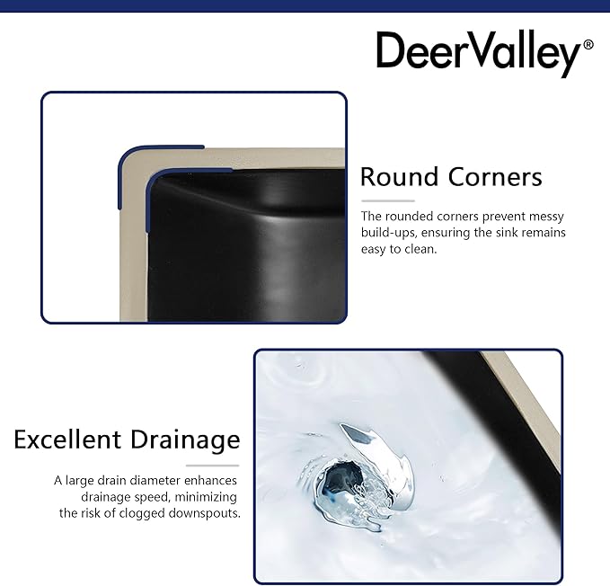 DeerValley Black Undermount Bathroom Sink 18'' x 13'' Rectangular Ceramic Bathroom Wash Basin with Overflow Hole DV-1U306B
