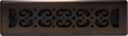 Decor Grates SPH212-RB Scroll Design Floor Register, 2x12, Rubbed Bronze Finish
