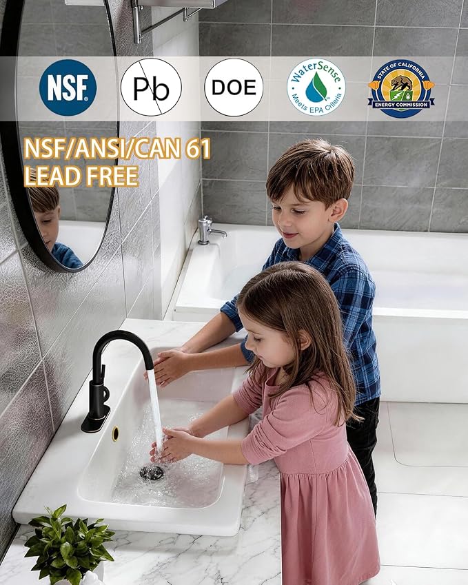 Bathroom Faucets, Bar Sink Faucet Single Hole for Bathroom Kitchen Campers with Pop-Up Drain Hose, Suitable for Farmhouse Vanity Lavatory