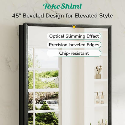 14 x 18 Recessed Medicine Cabinet, Assembly Required, Black Bathroom Medicine Cabinet with Mirror, Stepless Adjustable Shelves, Tempered Glass, Beveled Aluminum Frame