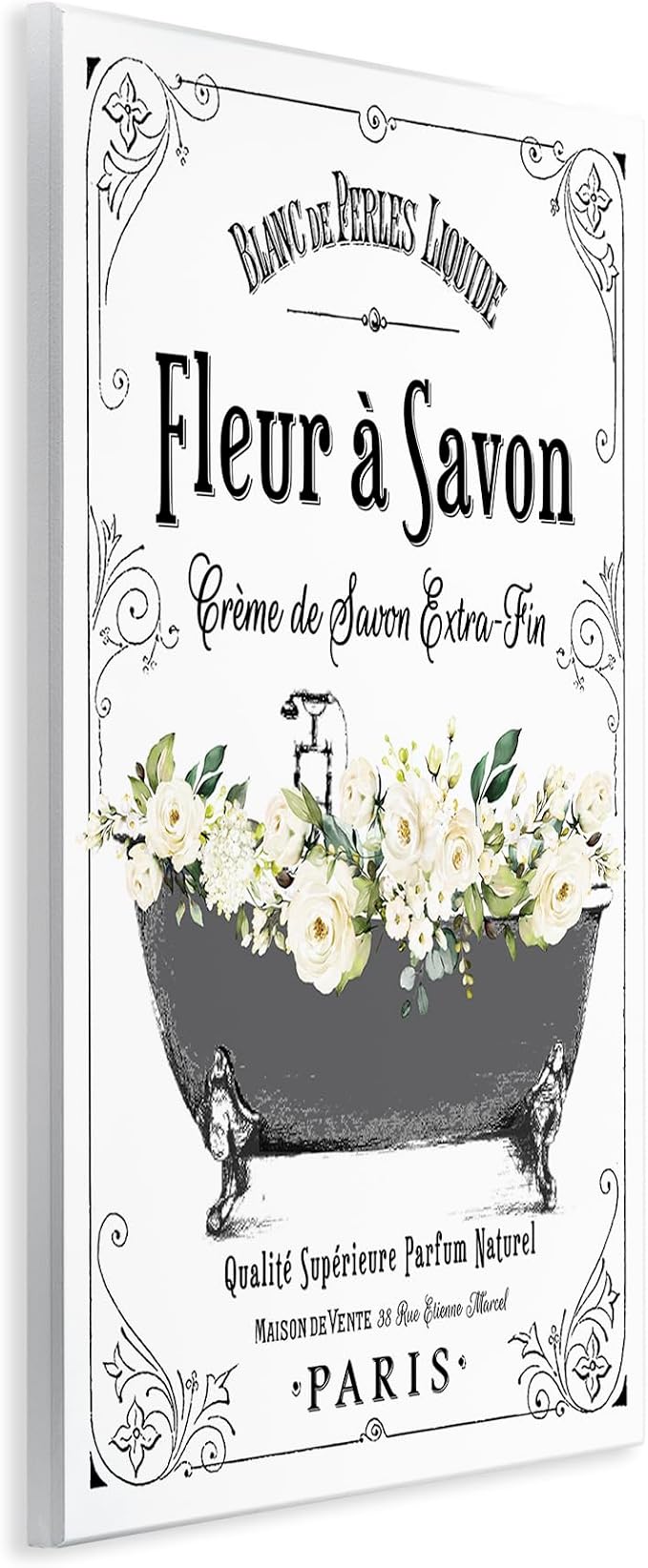 'Fleur a Savon Vintage Parisian Bathroom'| Wall Plaque Art | Stupell Industries | 10 x 15 Inches, Easy to Hang and Sturdy, Made in USA, by Lettered and Lined