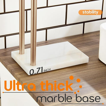 Hand Towel Bars for Bathroom Vanity Countertop 2-Tier Towel Rack Holders Stand with Heavy Marble Base Thicken Steady, Champagne Bronze Stainless Steel AN7003CPG