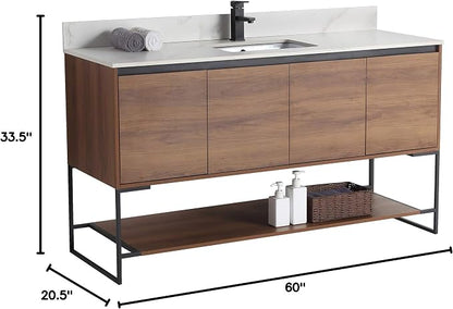 60 Inch Bathroom Vanity with Sink - Modern Knob Free Design, Elegant Space-Saving Solution for Your Bathroom - Durable, Bathroom Vanities for a Contemporary Look - Urbania Collection