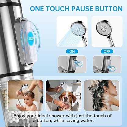 Filtered Shower Head with Handheld, 6-Spray High Pressure Shower Head to to Reduce Dry Itchy Skin, Handheld Shower Head Set Includes 60" Hose & Adjustable Bracket