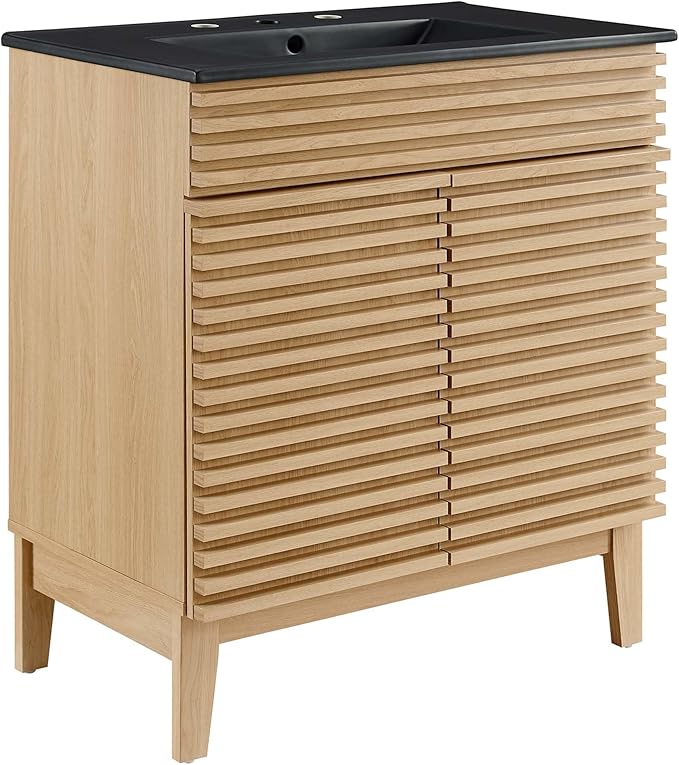 Modway Render 30" Bathroom Vanity with Sink in Oak Black