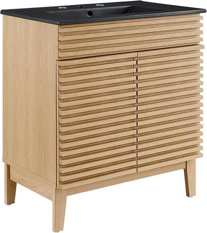 Modway Render 30" Bathroom Vanity with Sink in Oak Black