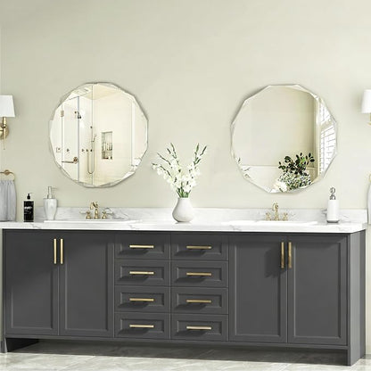 24x24 Inch Bathroom Mirrors for Over Sink, Round Frameless Mirrors for Wall | Beveled Bathroom Mirror, Bathroom Vanity Circle Mirror for Bedroom Living Room Entryway Home Decor
