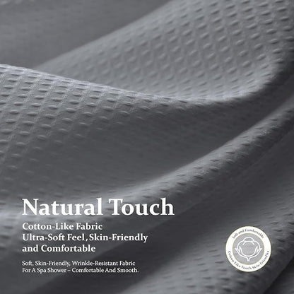 Extra Long Waffle Shower Curtain 256 GSM Fabric 72"x84" Grey/Gray | 84 Inch Long, Thick Cloth, Weighted Hem, Water Repellent, Tall Hotel Luxury Polyester Shower Curtains for Bathroom 12 Hooks