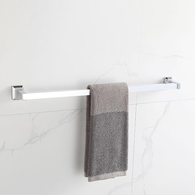 4 Pieces Bathroom Hardware Accessories Set, Stainless Steel 24 inch Towel Bar, Towel Rack, Robe Hook, Toilet Paper Holder for Bathroom Wall Mounted (Chrome)