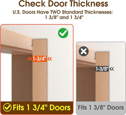 Long Over The Door Hooks with 15.75-inch Arms for Easier Access By Women, Heavy Duty Door Hanger for Winter Coat, L16U, Fits Standard 1 3/4'' Doors, Towel Racks Organization, White