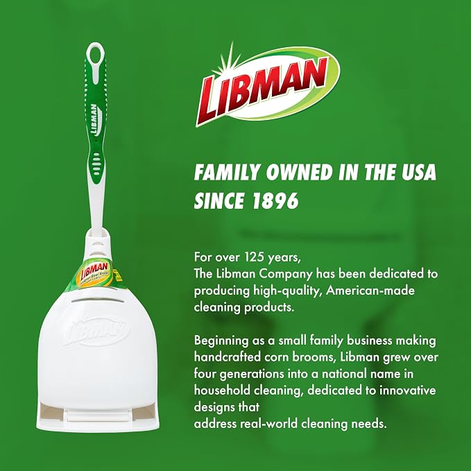 Libman Designer Bowl Brush and Caddy, Hygenic with Drying Slits, 2 Pack | Non-scratch toilet brush and holder set; hygienic caddy with drying slits.