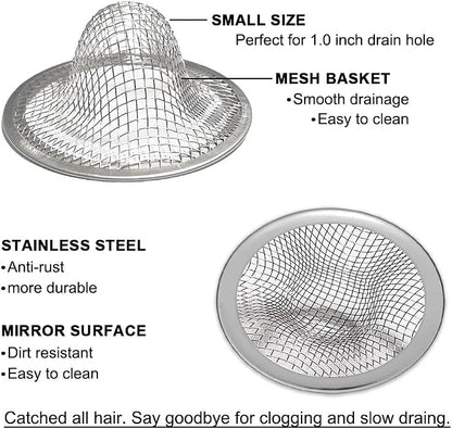 Seatery 1.0" Bathroom Sink Drain Strainers, 6PCS Drain Hair Catchers for Laundry, Mop Pool, Utility, Slop, RV Sink, Stainless Steel Drain Filter