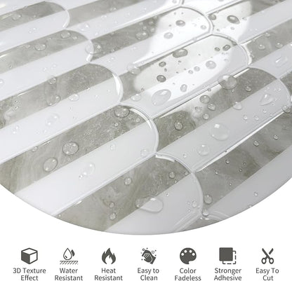 10-Sheet Upgraded Thicker Peel and Stick Kitchen Backsplash Tiles | Waterproof Self-Adhesive Vinyl Wall Tile Stick on Backsplash for Kitchen,Bathroom,Fireplace and RV(Beige,12"×12")
