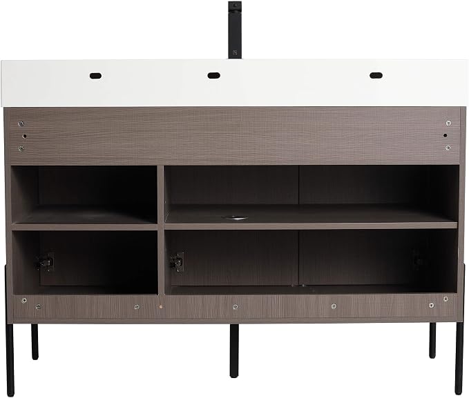 Crownpoint 48 Inch Bathroom Vanity with Sink, White Sink, Gray Oak Finish, Full Assembly Required, Elegant Bathroom Vanities for Modern Homes