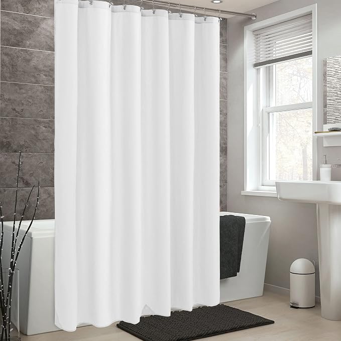 ALYVIA SPRING 72x76 Long Waterproof Fabric Shower Curtain or Liner White | 2 Magnets, Soft Cloth & Hotel Quality, Machine Washable, Light-Weight, Long Size