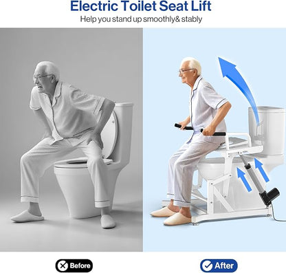POCHAR Electric Toilet Lift Seat, Powered Toilet Lift Seat Riser for Senior | Electric Toilet Seat Lift with Handles, Electric Toilet Assist Sit to Stand Lift Height Adjustable - Support to 330lbs