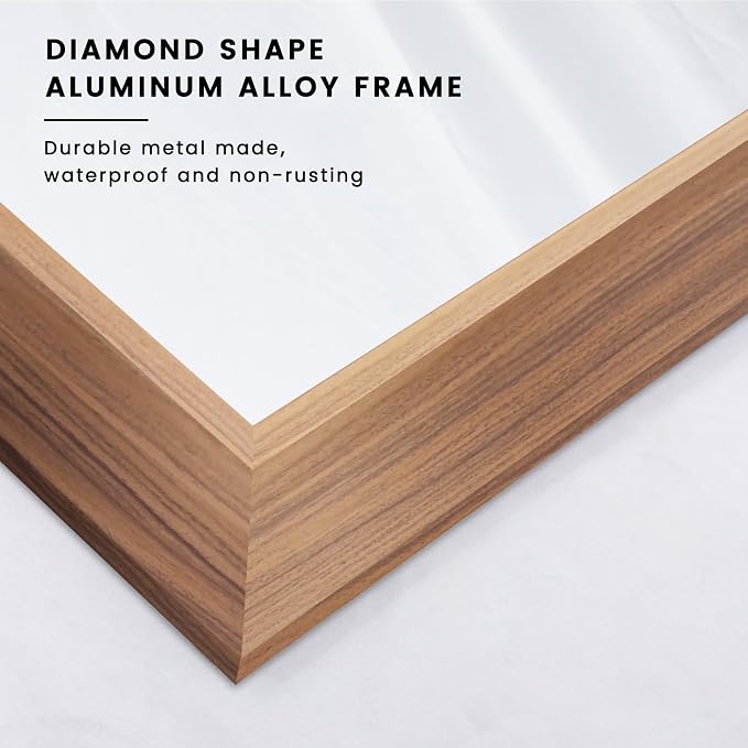 Bathroom Mirror for Wall, 48 X36 Inch (Walnut Wood Grain) | Metal Framed, HD Reflection, Anti-Rust, Hang Horizontally/Vertically, Suitable for Bedroom, Farmhouse, Bathroom, Entryway