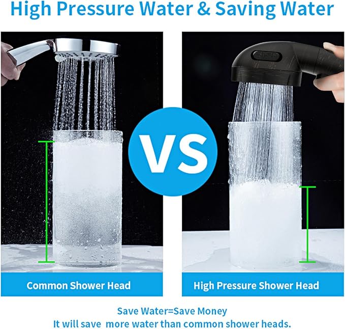 High Pressure Oil-Rubbed Bronze Handheld Shower Head with ON/OFF Switch, 3 Spray Modes, Adjustable Angle Bracket, and Hose | 3 Spray Modes Shower Wand with Shut Off Button, Camper & RV Showerhead with Hose & Angle Adjustable Holder, Oil-Rubbed Bronze