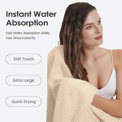 JML Microfier Bath Towels Set of 2, Large Microfier Body Towel for Adult, 30" x 60", Oversized, Soft, Super Absorbent, Fast Drying, Use for Sauna,Gym,Sport, Fitness, Yoga, Diamond Cross Grid Camel