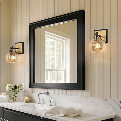 KSANA Black and Gold Sconce, Modern Globe Wall Sconces Lighting with Mercury Glass and Brass Finish for Bathroom, Bedroom, Hallway and Living Room