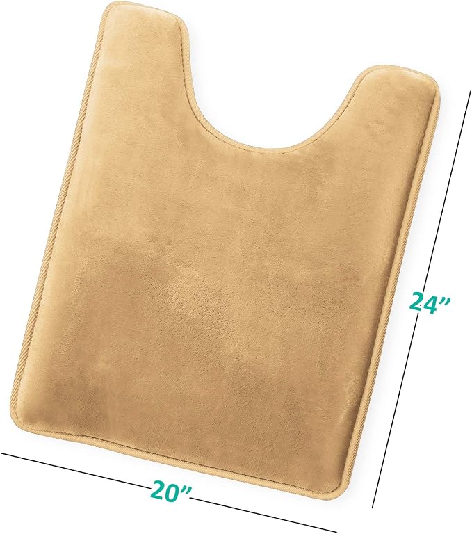 Clara Clark Bathroom Rugs, Velvet Memory Foam Bath Mat, Non-Slip, Machine Washable Bath Rugs - Dries Quickly, Ultra Soft Plush Bath Mats for Bathroom, 20 x 24, Camel Gold
