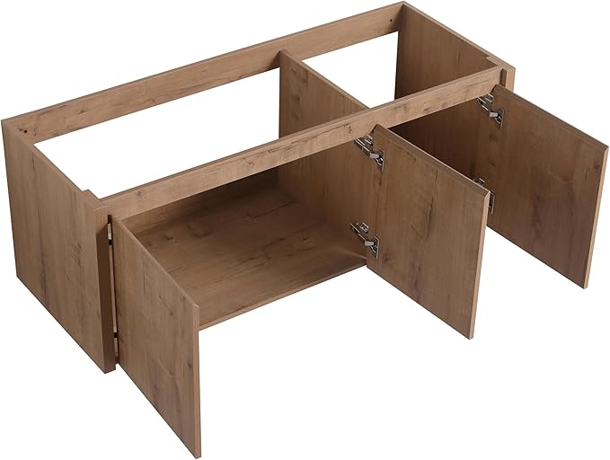 48" Floating Bathroom Vanity,48 Inch Bathroom Vanity Without Top Sink,Modern Floating Vanity Cabinet,Brown Wall Mounted Cabinet with Soft Closing Doors,Plywood(Sink Basin Not Included)