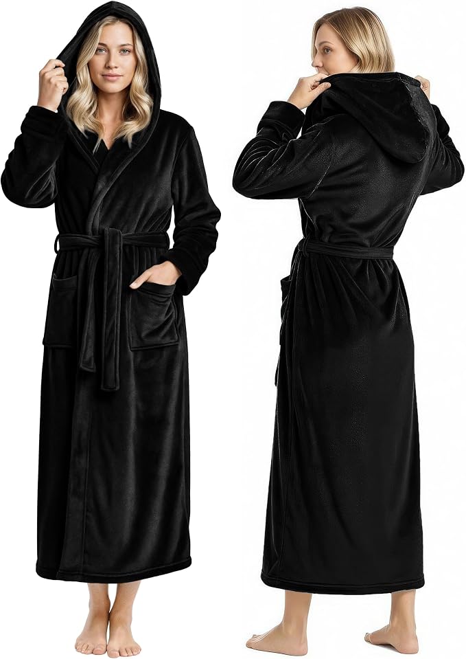 Premium Ultra Soft Robes for Women with Hood Plush Fleece Long Bathrobe