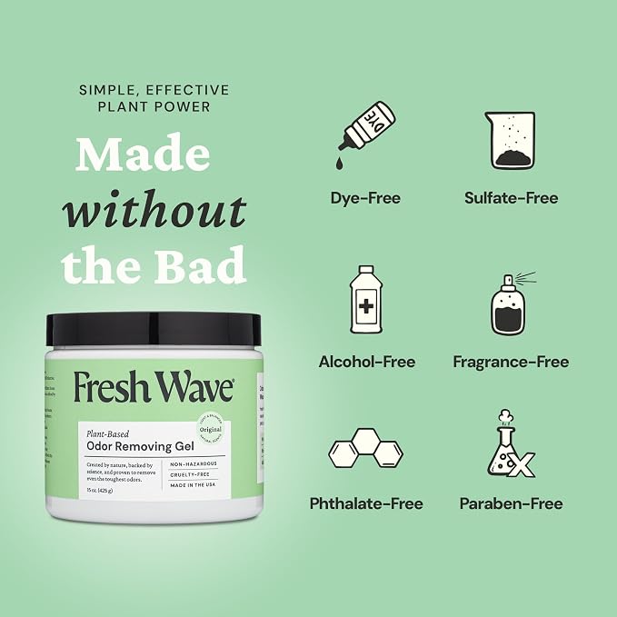 Fresh Wave Original Odor Eliminator Gel 2Pk 15 oz - Air Freshener for Home | Lasts 30-60 days. Plant-based odor absorber. No perfumes or harsh chemicals. Bathroom & closet deoderizer. Refills available.