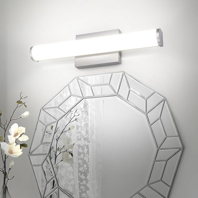 ASD 18" LED Linear Vanity Light Fixture, Modern Bathroom Sconce — 3 Color 3000K-5000K, Dimmable, 20W 1500LM, Energy Star & ETL Listed — Over Mirror Makeup Slim Bar for Bedroom, Cabinets — Nickel