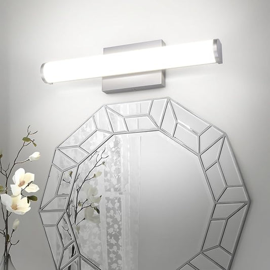 ASD 18" LED Linear Vanity Light Fixture, Modern Bathroom Sconce — 3 Color 3000K-5000K, Dimmable, 20W 1500LM, Energy Star & ETL Listed — Over Mirror Makeup Slim Bar for Bedroom, Cabinets — Nickel