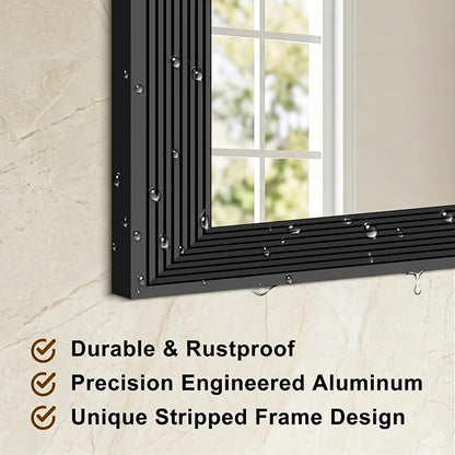 DESBING 20"x48" Black Bathroom Mirrors for Over Sink | 3MM Tempered Glass, Metal Frame, Rectangle Vanity Wall Mirror for Bathroom, Living Room, Bedroom, Horizontally or Vertically