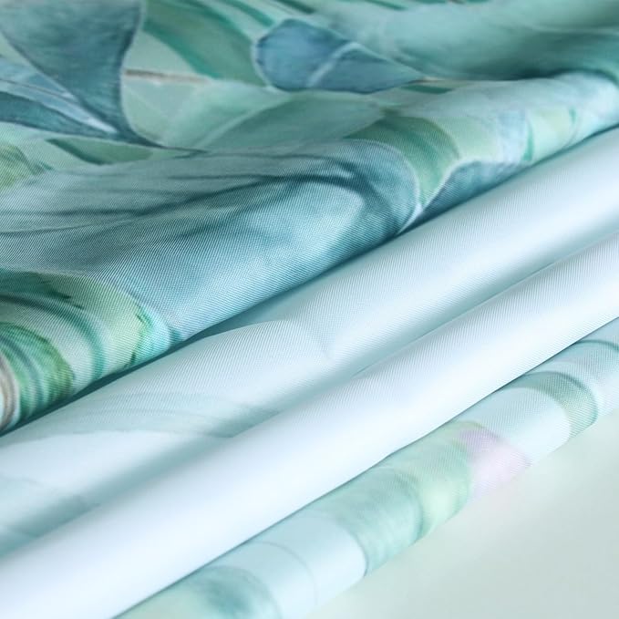 Green Leaf Shower Curtain - Emerald Bird Mint Hummingbird Design, 72"W x 84"L, 12 Hooks, Weighted Hem, Waterproof for Bathroom
