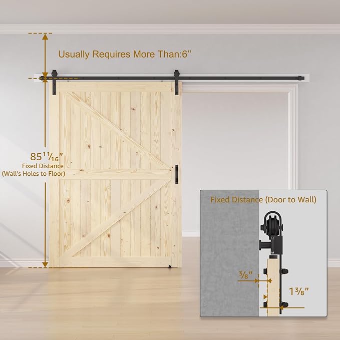 SMARTSTANDARD 60in x 84in Sliding Barn Door with 10ft Barn Door Hardware Kit Included, Unfinished Solid Spruce Wood Door, Assembly Required, DIY, Stainable, Natural | Unfinished Solid Spruce Wood Door, Assembly Required, DIY, Stainable, Natural