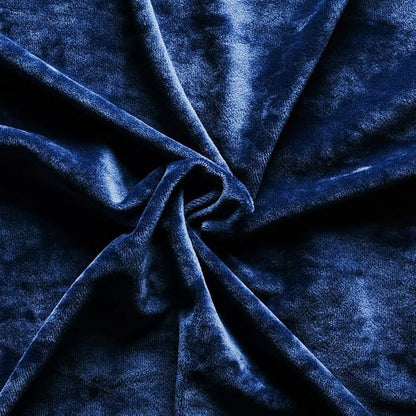 TAMGHO Crushed Velvet Shower Curtain, Navy Blue Shower Curtain Set with 12pc Polished Nickel Hooks, Machine Washable, Waterproof Lined Bathroom Curtain 72x72