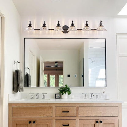 45" Bathroom Light 6 Light Black Vanity Light Farmhouse Vanity Lights Vanity Lighting Fixtures (Exclude G9 Bulb)