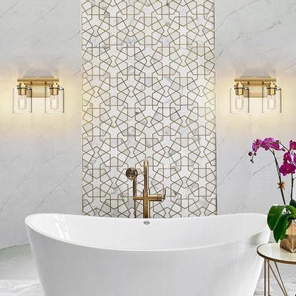 Bathroom Vanity Light Over Mirror,Bathroom Light Fixture Wall Sconce Lighting for Bedroom,Living Room (Gold, 2-Light)