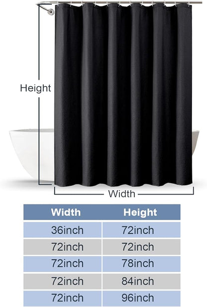OWENIE Black Shower Curtain for Bathroom 78 Inches Long, 3D Embossed Textured Fabric Farmhouse Shower Curtain Soft Cloth, Water Repellent, Machine Washable, Hotel Style, 72" W x 78" L, Black