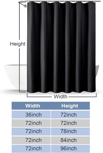 Black Shower Curtain for Bathroom 96 Inches Extra Long, Elegant 3D Embossed Textured Fabric Shower Curtains, Water Repellent, Machine Washable, Hotel Style, 72" W x 96" L, Black