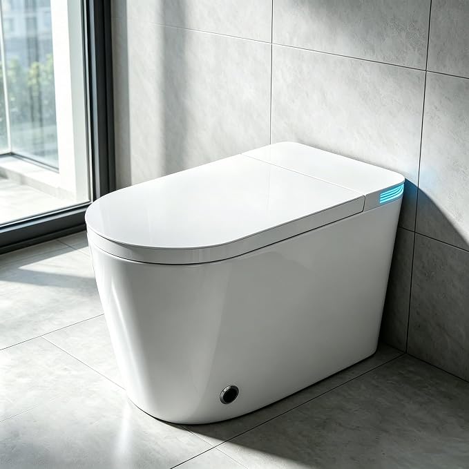 TOTTE Smart Toilet with Bidet Built-in, Auto Open/Close Lid, Auto Power 1000g MaP Flush, 1.28 GPF, One Piece Elongated Toilet with Instant Warm Water & Warm Air Dryer, Built-in Aroma