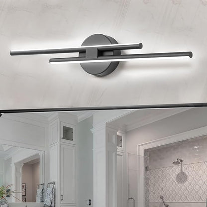 EDISLIVE Dimmable Modern LED Vanity Light Fixtures Bathroom Vanity Wall Lighting, 23.6 in Mirror Vanity Lighting Fixtures for Bathroom Bedroom Makeup Living Room, Black