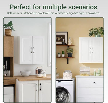 SoBuy Over Toilet Wall Mount Medicine Cabinet, Wall Size, White | Narrow Wall Mounted Over-Toilet Cabinet With Adjustable Shelves, Compact Storage For Kitchen & Bathroom, FRG231-T-W