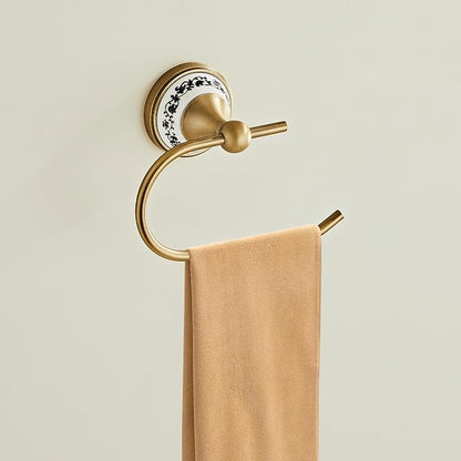Toilet Paper Holder, Bathroom & Kitchen Toilet Tissue Roll Holder | Zinc Alloy Antique Brass Open-Arm Screw-In Wall-Mounted Towel Holder, Bathroom Hardware Accessory YIGUANXIN
