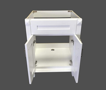 New white shaker Single-sink Bathroom Vanity Base Cabinet 24" W x 21"D x 32" H
