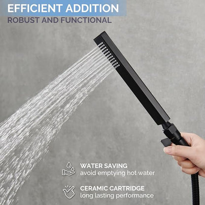 Angle Simple Shower Valve, Water Flow Control Shut Off Valve, Matte Black | Robust Brass Water Restrictor G 1/2, Pressure Reducer for Handheld Shower Head or Bidet Sprayer